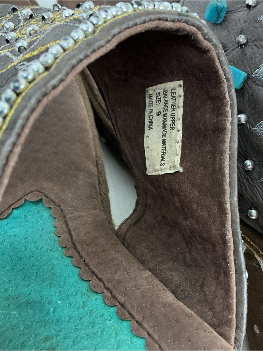 Boho Turquoise Beaded Wedge Sandals - Picture 6 of 11